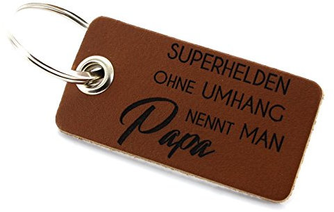 Lieblingsmensch Schlüsselanhänger aus Leder - Modell: Papa der Superheld