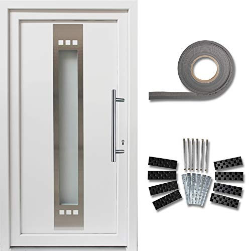 kuporta Kunststoff Haustür Lugana Türen 98 x 200 cm DIN links weiß Montageset Fugendichtband