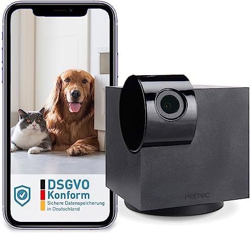 PetTec Cam Snoop Cube, App Driven Pet Smart Camera with Noise Detection, Full HD 1080p, 360° View, Microphone & Speakers, for IOS & Android