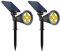 Lumisky Warm X2 Lot de 2 projecteur Spot Lumineux Solaire lumière Blanc Chaud à piquer ou à Fixer Spiky à LED 34cm, Plastique, 5 W, Noir, 29x9xH34