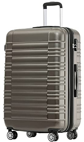 BEIBYE 2088 Zwillingsrollen Reisekoffer Koffer Trolleys Hartschale M-L-XL-Set (Coffee, M)