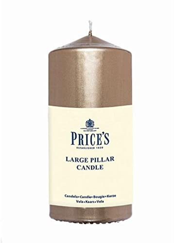 Price's Candles - 6 Metallic Pillar Candles - Gold - Smokeless Burn - Unscented - Slow Burning - Non-Drip - Multi-Purpose