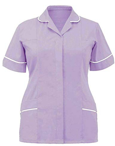 FASHION 7STAR Womens Zip Up Beauty Tunic Top Collared Salon Uniform Hairdressing Spa Beautician Work Wear Top