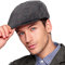 LADYBRO Herren Ivy Gatsby Newsboy Cap – Klassische Wollmischung Tweed Flat Cap Cabbie Hat Herren, 001 Plaid Schwarz, XL/XXL