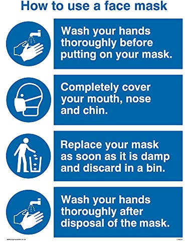 5er-Pack – How to use a face mask Schild – 150 x 200 mm – A5P