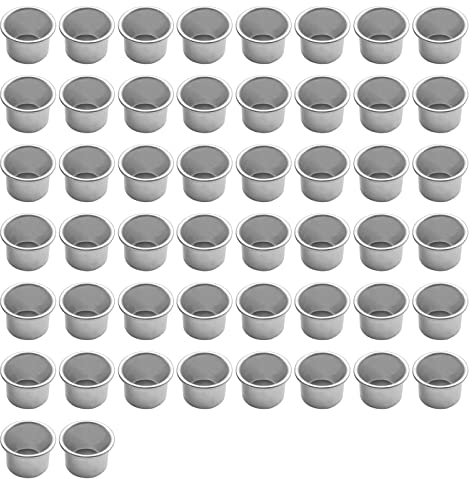 Kerzenhalter für Stabkerzen Mini Kerzeneinsätze aus Metall Deko Kerzeneinsatz Set, Kerzenhalter Metall Klein Kerzentülle, Kerzeneinsatz Tafelkerzen, kerzenständer silber (50 Stück B)