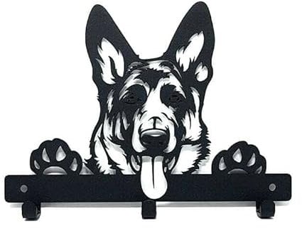 Dog Lead Hanger Leash Key Coat Door Towel Wall Mounted Metal Holder Rack Hook- German Shepherd, Alsatian