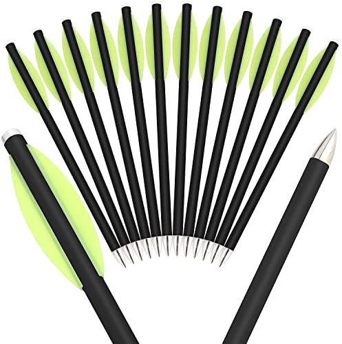 wolfman 12/24 Stück Bogenschießen Mini-Armbrustbolzen 6,3 Zoll Carbonpfeil Jagd Dart Armbrust Pfeil mit 2 Zoll Schaufeln für 50-80lbs Armbrust Präzisionszielspiel (24 pcs, Gelb)