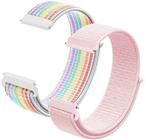 NewJourney 2Pack Kompatibel mit Anio 5 Armband Ersatz, 20mm Kinder SmartWatch Band Ersatz,Nicht kompatibel mit anio 6 und Xplora X6 (Regenbogen+PerlRosa)