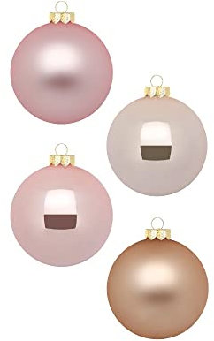 Weihnachtskugeln Glas 8cm x 12 Stück in Kartonbox Christbaumkugeln Set Pearly Rose