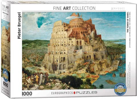 Pieter Bruegel - Der Turmbau zu Babel - 1000 Teile Puzzle im Format 68x48 cm + Puzzle Zubehör
