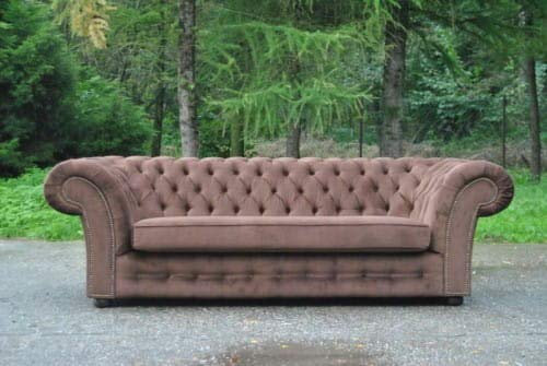 jvmoebel Dreisitzer Couch Polster Sitz Sofas Textil Sofa 3 Sitzer Braun Chesterfield Neu