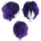 Anime Perücke Lila Kurze Cosplay Perücken Lila Damen Herren Synthetische Gerade Fancy Dress Perücke Gewellt Glatt Perücken Halloween Karneval Kostüm Party Perücke mit Gratis Mütze für Frauen Männer