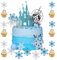 NEODTX Frozen Tortendeko 42 Stück Eiskönigin Happy Birthday Tortendeko Glitzer Blue Schloss Kuchen Deko,Silber Schneeflocken Muffin Cupcake Deko,für Kinder Mädchen,Hochzeitstorte Cake Topper