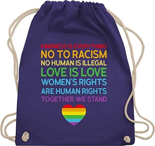 Shirtracer Turnbeutel Rucksack - LGBTQ Kleidung Flag - Together We Stand – Pride - Unisize - Lila - lqbtq beutel gay tasche lgbt taschen lesbian stofftasche queer stoffrucksack csd gym bag lgbtqia