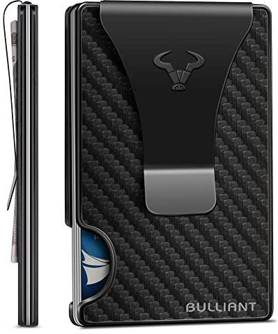 KEMISANT Portefeuille Homme Pince à Billets 15 Cartes, Mince Poche Avant Porte-Cartes Portefeuille RFID Bloquant-Une Pièce en Aluminium Boîte-Cadeau(Bleu)