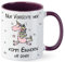 NICE-PRESENTS - Tasse - Einhorn Nur Verrückte hier - Spülmaschinengeeignet Keramik Kaffeetasse lustig Motiv, Spruch, beidseitig bedruckt - Geburtstag, Weihnachten, Geschenkidee - Farbe X-Lila
