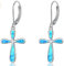 VENACOLY Kreuz Ohrringe Sterling Silber Opal Ohrhänger Kreuz Schmuck für Damen halsketten