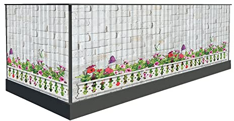 Sichtschutz für den Balkon 100cm hoch oder andere Windschutz balkonsichtschutz Balkonumrandung sichtschutz Sichtschutznmatte Terrassenüberdachung (200 x 50 cm, Muster 23)