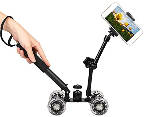 THREMA Camera Dolly Wheel, Mini Camera Dolly Roller with 10KG Load & Precise Scale, Equipped with 1/4 Screws, Front and Rear Angle Adjusted, Compatible with Most Ball Heads and Magic Arms