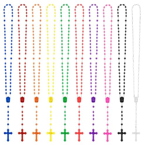 ZYFLSQ Rosenkranz-Perlen, Kunststoff, katholisch, 43,2 cm, sortiert, 10 Farben, 100 Stück, Kunststoff, Kein Edelstein