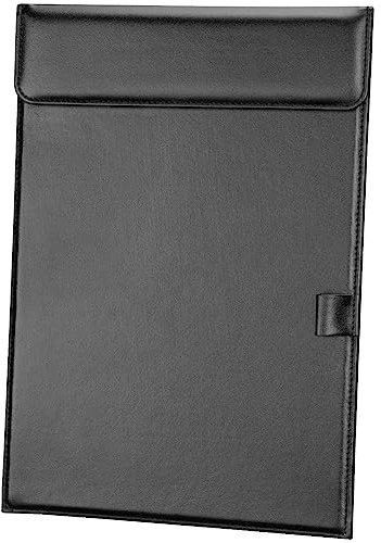 KINGFOM Portablocco a4, Pelle Portadocumenti con Clip Tavolette A4 Clipboard per Appendere Ufficio, Lavoro, Classe, Ristorante (Nero-1 Pezzi)
