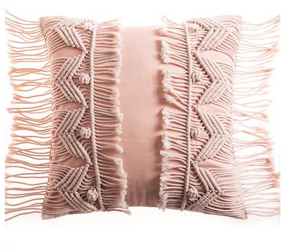 ATMACA Kissenbezug Kissenabdeckung Boho Kissenbezug Handgefertigtes Makramee Kissenabdeckung Colorfu Makrame Geometrie Böhmen Ethnisches Kissen-G 45X45Cm