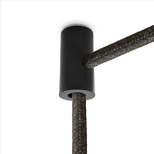 AMARCORDS – 10 Deckenpins für Lampen und Aufhängungen. Vertikaler Deckenhaken mit sichtbarer Kabelverstellung – SCHWARZES Elektrokabel-Dezentralisierungsgerät