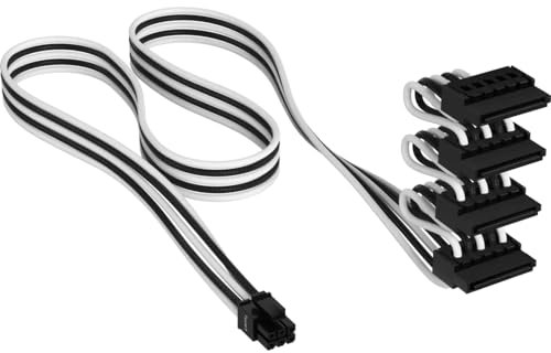 Corsair Cable de alimentación SATA Tipo 5 (4 Conectores), Color Blanco y Negro