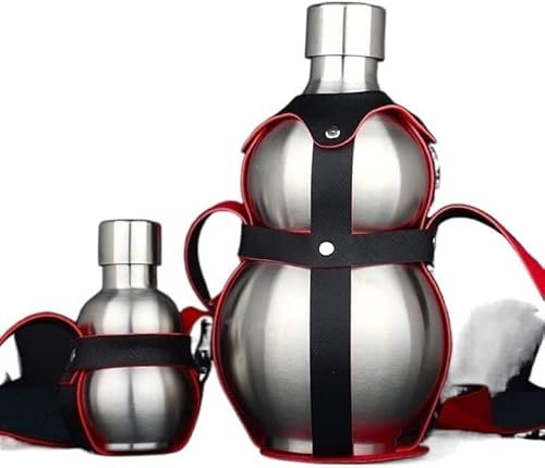 Hip Flask,Portable Hip Flasks,Hip Flask Big Gourd Stainless Steel Hip Flask Alcohol Hip Flask 250ML 500ML 1500ML Leather Holster Large Capacity Portable for traval (Color : 500ML) (Color : 500ml)