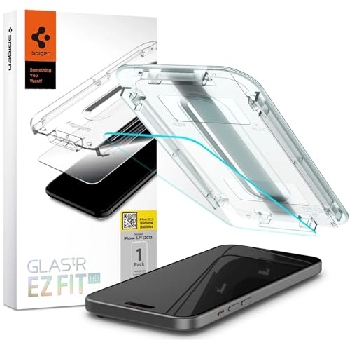 Spigen GLAS.tR EZ FIT HD Entworfen für iPhone 15 Plus, Premium-Displayschutzfolie aus gehärtetem Glas