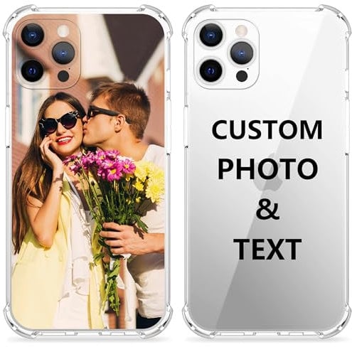 Bitrue Custom Personalized Picture/Photo Phone Case for iPhone 16e 16 15 14 12 13 11 Pro Max XR X Xs 8 7 6 Plus, Four-Corner airbag is Anti-Drop,Anti-Scratch Soft Protective Clear TPU Case