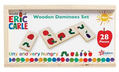 Rainbow Designs Very Hungry Caterpillar 28-Piece Wooden Domino Set - Colourful Toddler Games for Learning & Play, Sustainably Sourced Wooden Toys, Ages 18+ Months