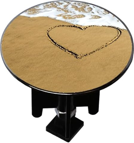 Bonde lavabo décorée Design Cœur sur Sable - Bouchon XXL 62 mm - pour lavabo Standard à Tirette.