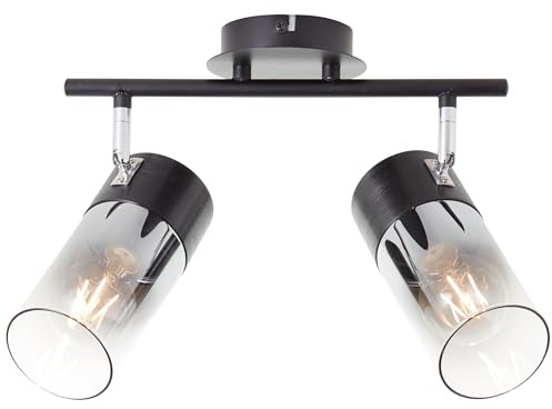 Brilliant Lampe Alia Spotbalken 2-flammig schwarz/rauchglas Holz/Metall schwarz 2x A60, E27, 40 W