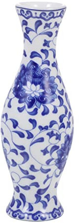 Cabilock Blaue Und Weiße Keramikvase Chinesischer Stil Vase Für Schreibtisch Pflanzenbehälter Kreative Vintage Blumenvase