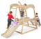 COSTWAY 6 in 1 Set Arrampicata per Bambini, Palestra in Legno con Barre di Scimmia Scivolo Corda e Scale in Legno, Parco Giochi per Bambini 1+ Anni (Naturale)