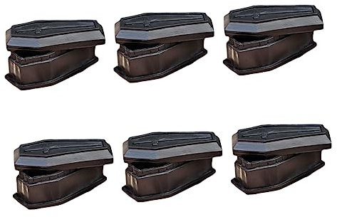 BIUDECO 6Er-Box Sarg-Modell Halloween- Sargdekor Mini-Sarg geschenk verpackungsbox Party Hochzeitsdekorationen Spielzeug Miniatur Aufbewahrungskiste Koffer kleiner Sarg Tablett Plastik