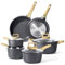 GiPP Topfset 10-Teiliges, Granit Topf und Pfannenset mit Antihaftbeschichtung, 24/28cm Pfanne + 16/18/20cm Kleiner Kochtopf + 24cm Kochtopf, Topfset Induktion Cookware Set für alle Herdarten