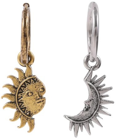 WHGHNCQ Ohrringe Silber - Mond Stern und Sonn Ohrringe Hängend - Hypoallergene Creolen mit Anhänger - Geschenk für Empfindliche Ohren
