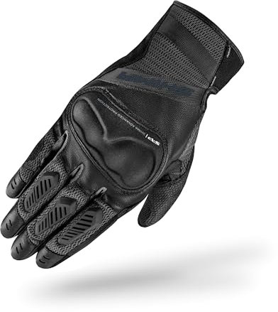 SHIMA HERO GLV Motorrad Handschuhe Damen Leder Kurze Sommer Motorradhandschuhe Schutz Touchscreen Stadt Lederhandschuhe Motorcycle Belüftet Verstärkt Perforiertes Leicht (Damen, Schwarz, M)