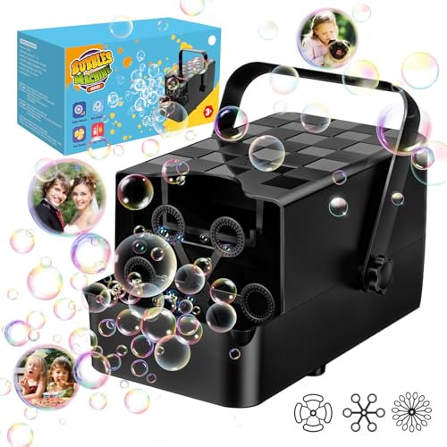 Babuloo Bubble Machine, Automatic Making Machine With 3 Types of Wands, 10000+ Bubbles, 2 Speeds, 300ml Tank for Kids Toddlers, Portable Blower Toys for Outdoor Party Wedding