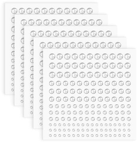MYHOGOOD 825 Pieces Make up Pearl Stickers, 3mm/4mm/5mm/6mm Mixed Size Face Gems Stick on Self Adhesive Pearls for Festivals, Flat Backed Rhinestones Gems for Face, Body, Nail, Hair, DIY Carft