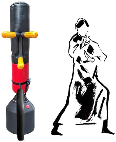 EXCLURA Wing Chun Holzpuppe Wing-Chun-Puppe mit Gefederten Armen und Beinen, Einfache Tragbare Chinesische Kong-Fu-Trainingspuppe, Kampfsportpuppentrainer für Sandsäcke/Weiche Gegenstände