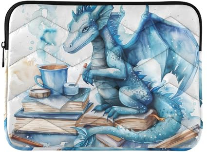 Laptophülle mit 33-35,6 cm (13 - 14 Zoll), Aquarell-Motiv blauer Drache, 35,6 cm (14 Zoll) Laptop