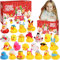 Gummi Enten Adventskalender 2024 Adventskalender Enten Weihnachts Countdown Kalender mit 24 Verschiedenen Gummi Enten Badeenten Quetschspielzeug zum Stressabbau Weihnachten Kalender Box für Kinder