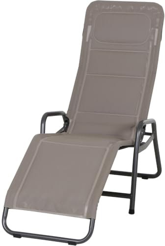 möbelando Relaxliege >FANO< in Taupe, 150x112x71cm (BxHxT)