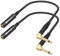 Devinal Right Angle 1/4 Inch TS Male to 1/4 Inch TS Female Cable, 6.35mm Mono Headphone Guitar Extension Cord Adapter 1 FT 2 pcs