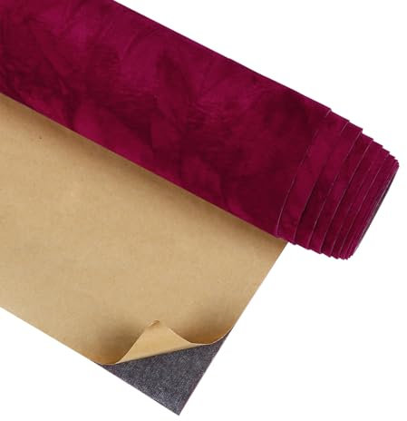 CRE8TIVE Red Velvet Wallpaper Felt Fabric Self Adhesive Wallpaper Vintage Contact Paper for DIY Craft Jewelry Box Dark Red Vinyl Wrap Removable Wallpaper Cupboard Countertop Bedroom Drawer 30cmx200cm