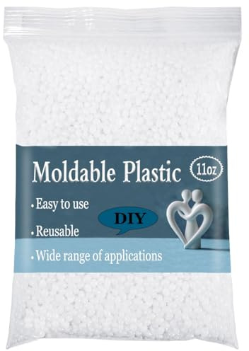 11oz Reusable Moldable Thermoplastic Beads, Hot Water Meltable Polymorph Plastic Pellets for Adult Art Modeling, Cosplay Prop Making, Temporary Repair, Prop Decoration (11oz-White)